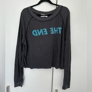 NWT super soft wildfox couture long sleeve crop graphic waffle top THE END